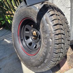 Classic Jeep Steel "Wagon Wheel" And New Tire (Mounted)
