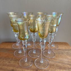 Pier 1 Amber Iridescent Cordial/Liqueur Glasses - Set of 9