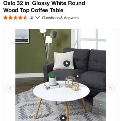 Oslo 32" Modern Glossy White Round Wood Top Coffee Table