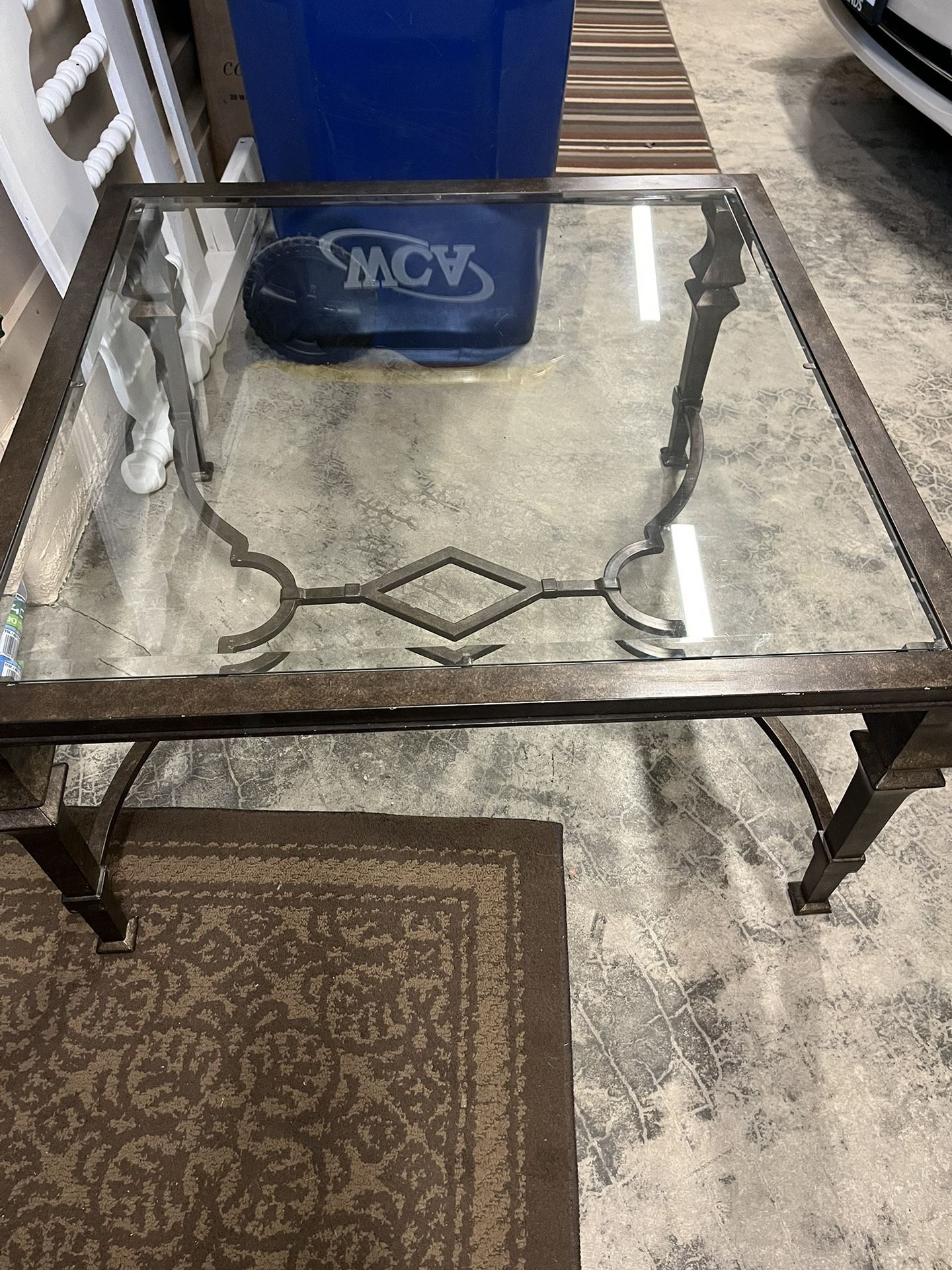 High-Quality Square Metal and Glass Coffee Table