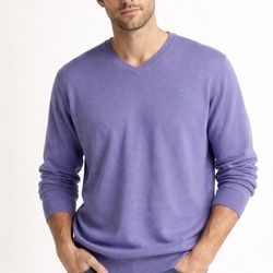 Polo Ralph Lauren Polo By Ralph Lauren 100% Pima Cotton Royal Purple V Neck Sweater - Men’s Medium