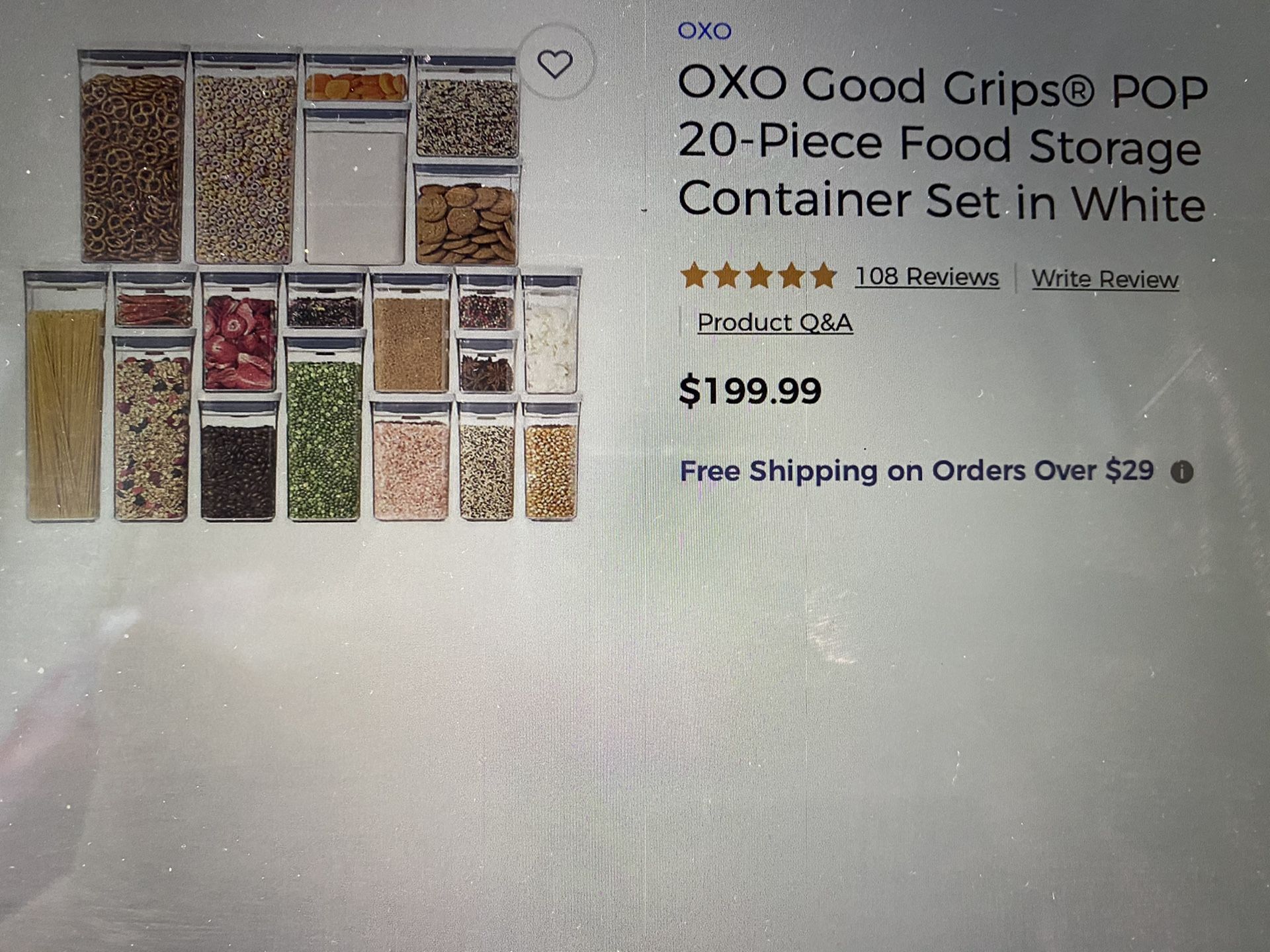 OXO good grips 20 piece food storage container set