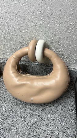 Beige Puffy Top Handle Handbag
