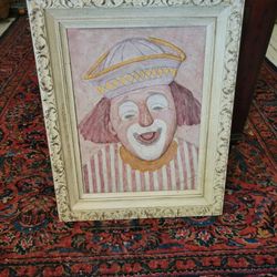 Vintage Clown 3 D Painting Picture