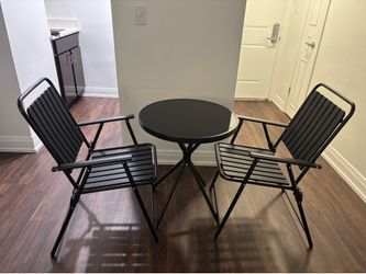 3-Piece Bistro Table & Chair Set – Black Metal, Indoor/Outdoor
