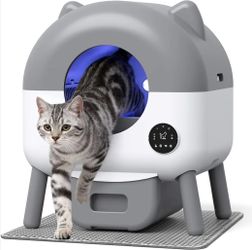 M-New Automatic Self-Cleaning Litter Box, Large Capacity Smart APP Control with Safety Sensors, Includes 1 Roll Garbage Bags (Gray)