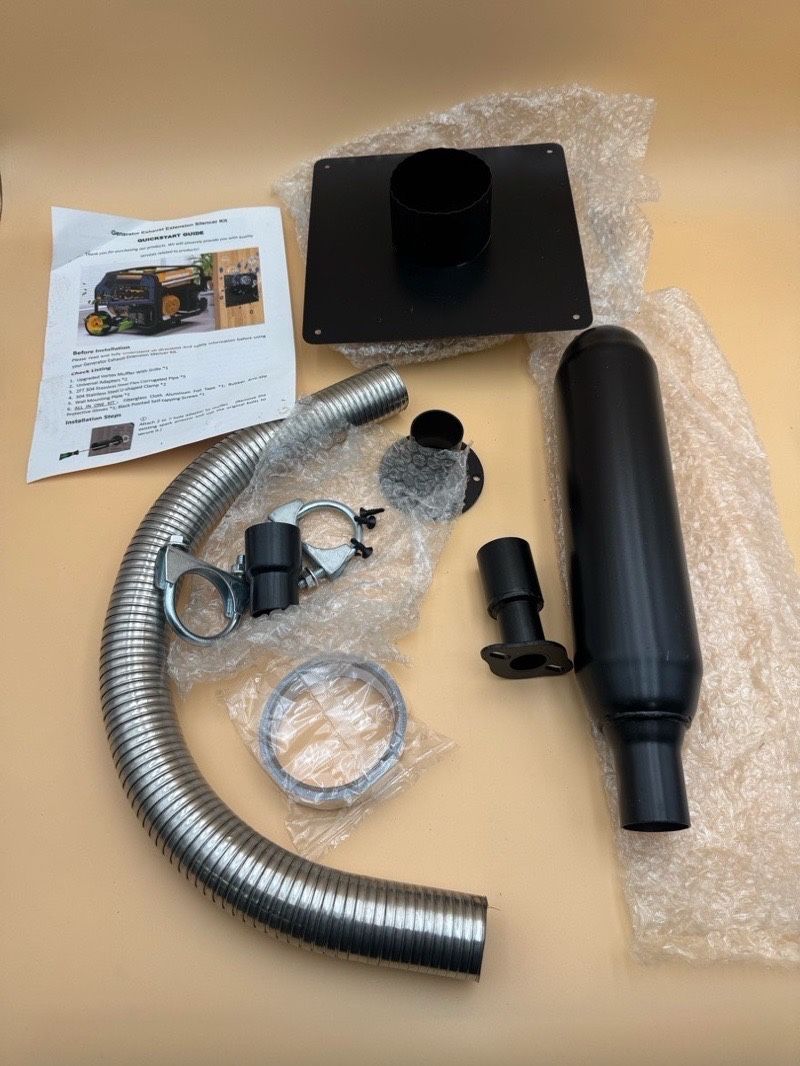 Generator Exhaust Extension Muffler w/Wall Mounting Kit - Universal Fit