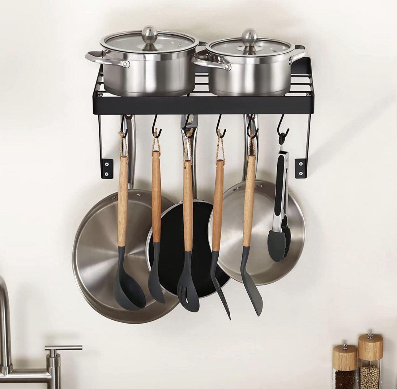 Pot Rack Hanging Wall Mount With 12 Hooks