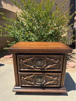 Beautiful Vintage Mediterranean  Style Mocha Nightstand (Read Description)