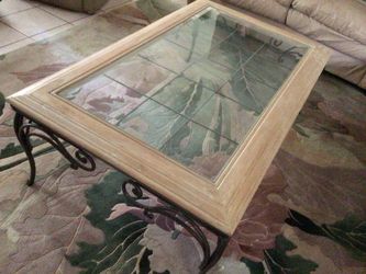 Coffee table with wood,metal and glass