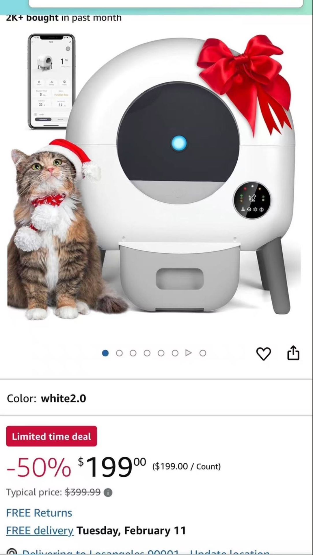 Self Cleaning Litter Box, Automatic Cat Litter Box with APP Control, Multi-Cat Compatible,1 Roll of Garbage Bags and Mat,white2.0X