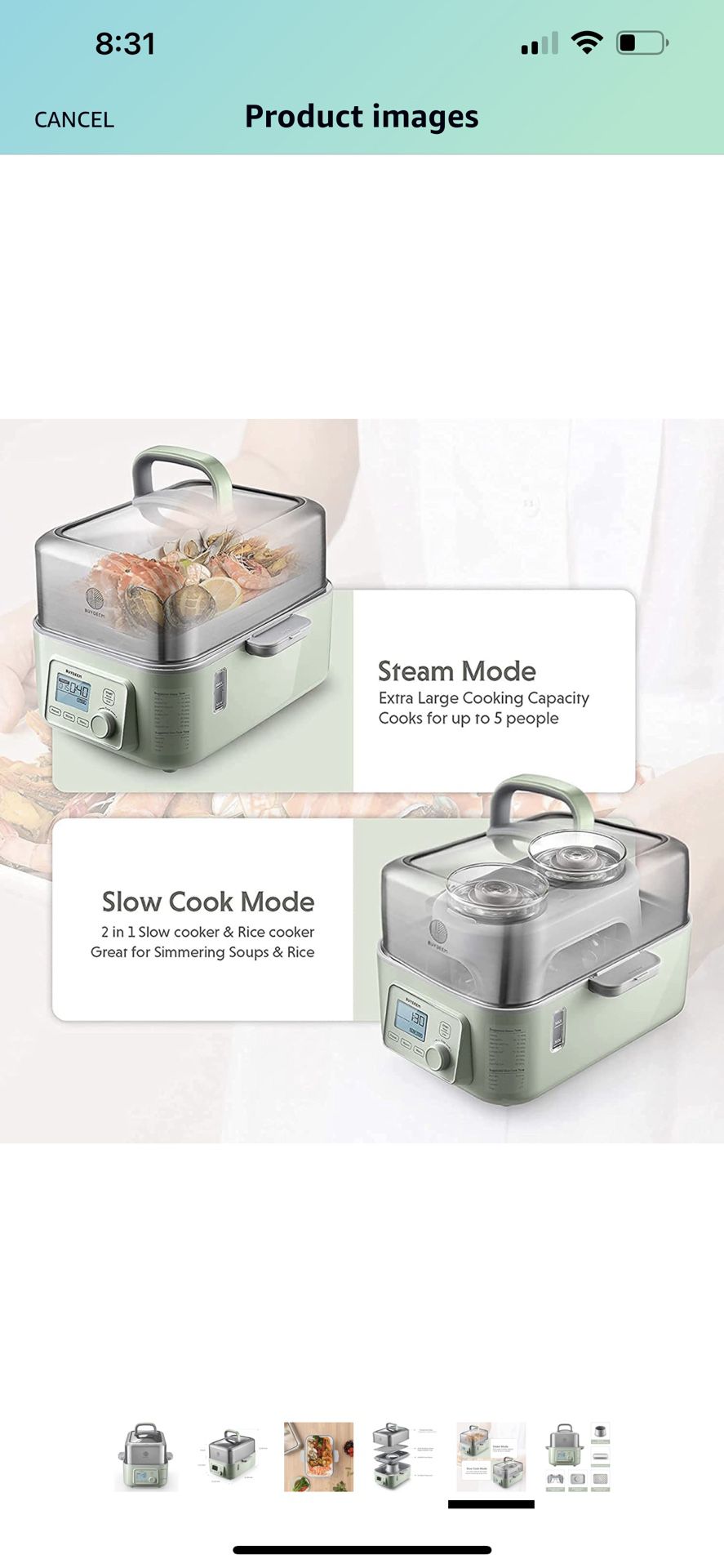 5-Quart Electric Food Steamer for Cooking, One Touch Vegetable Steamer, Digital Multifunctional Steamer, Quick Steam in 60s, Stainless Steel Stea