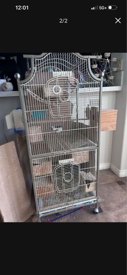 Large Double-Stack Bird Cage on Wheels