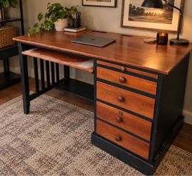 Ethan Allen American impressions Two-Tone cherry Wood Desk with Drawers