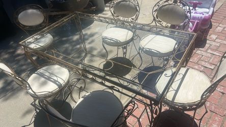 Wrought Iron Glass Top Dining Set