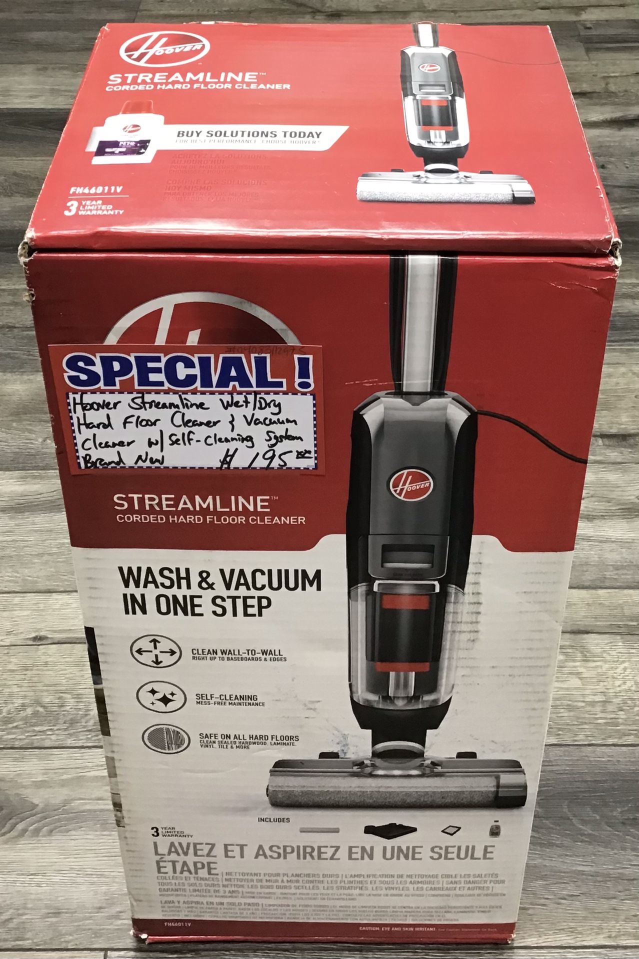 Hoover Streamline Wet/ Dry Hard Floor Cleaner & Vacuum Cleaner W/ Self Cleaning System Brand New