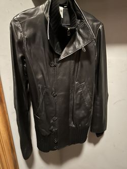 KA Seventh For All Mankind Black Leather Jacket 