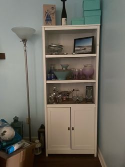 White Bookcase with Cabinet Doors