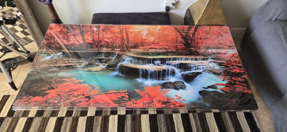 Red Forest Waterfalls Canvas