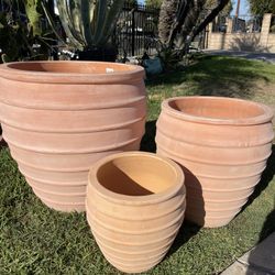Terracotta Flower Pots-Terracotta Planters($210 set of 3)