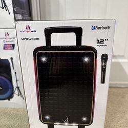 MAXPOWER MPD1255XB - 12" Woofer Portable Bluetooth speaker with extra bass and one wireless mic.