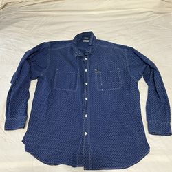 Pepe Jeans London Button Down Shirt Long Sleeve Western Blue Men Size XL X-large