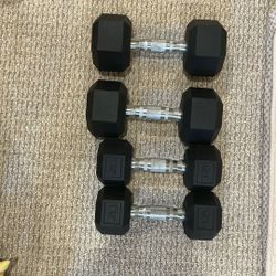Dumbbells, 15 Lbs and 25lbs Pairs
