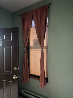 Peach Curtains, Rod & Tie Backs - 2 Sets
