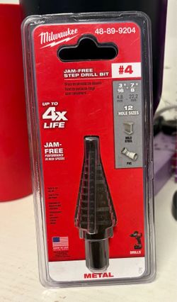 Milwaukee, Jam-Free step drill bit #4, 3/16- 7/8, 12 hole sizes