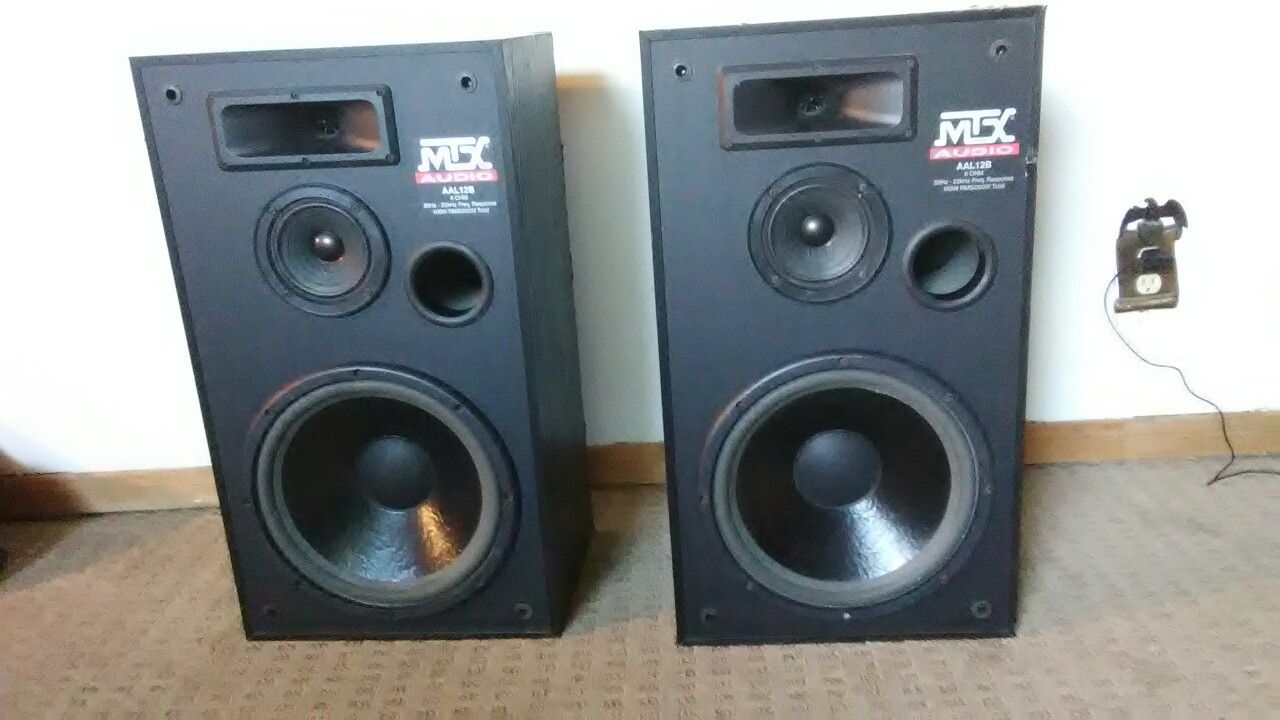 Loud speakers 3 way 200 watts horn tweeters mtx 12 inch made usa
