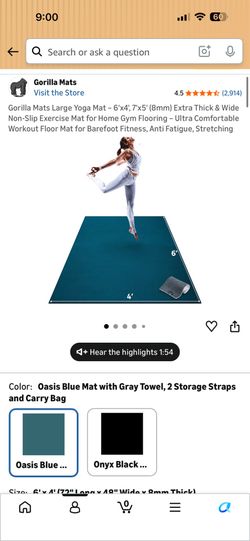 Large Yoga Gorilla Mat - 6’x4’ (8mm) Blue