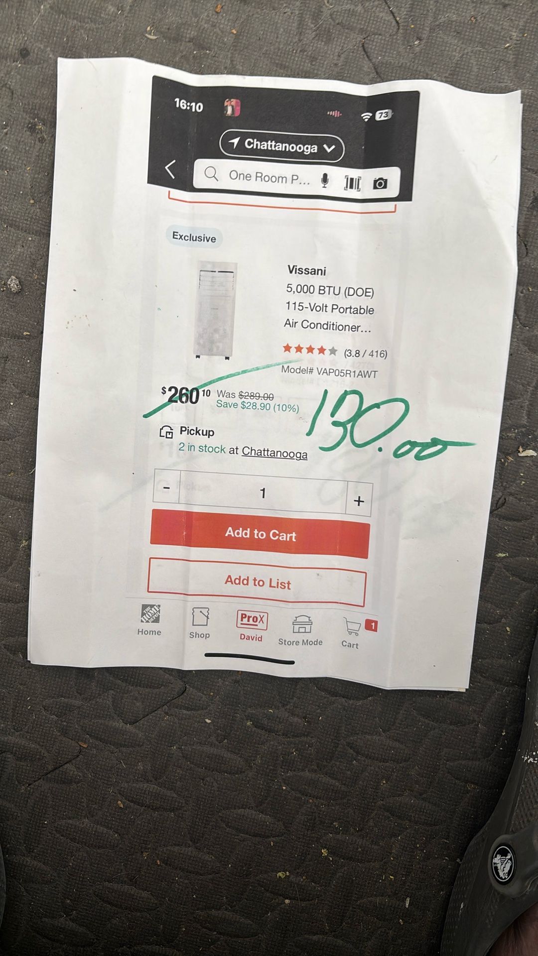 One room air conditioner