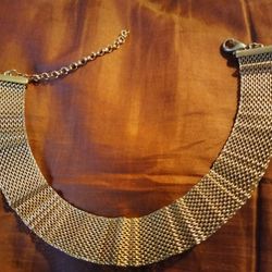 Gold Tone Choker Chain Necklace 