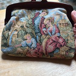 Bundle of 2 Vintage 1970’s tapestry evening Bag Clutch & Coin Purse