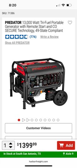 Predator 13k Watt Generator (Tri-Fuel)