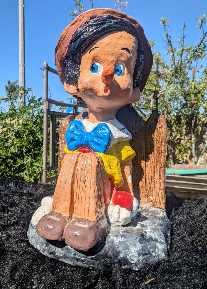 Vintage Ceramic Hand Painted Pinocchio Bookend Figurine