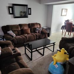 Free Living Room Suite - Sofa, Love Set, Chair (All Recline)