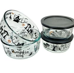 PYREX x Disney Nightmare Before Christmas 4 Bowl Set Storage Food Containers