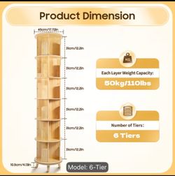 6-Tier Rotating Bookshelf