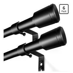 2 pack 5/8” Diameter Curtain Rods 30-90”Adjustable Splicing Black Curtain Rod