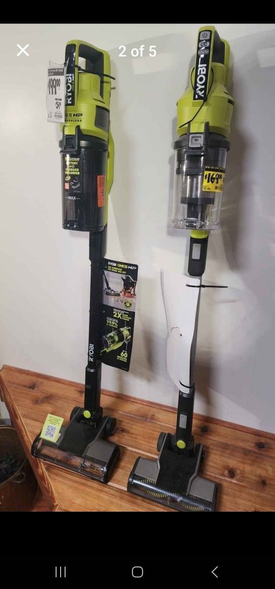 (2) Ryobi 18V Stick Vacuum floor models (Tools only)