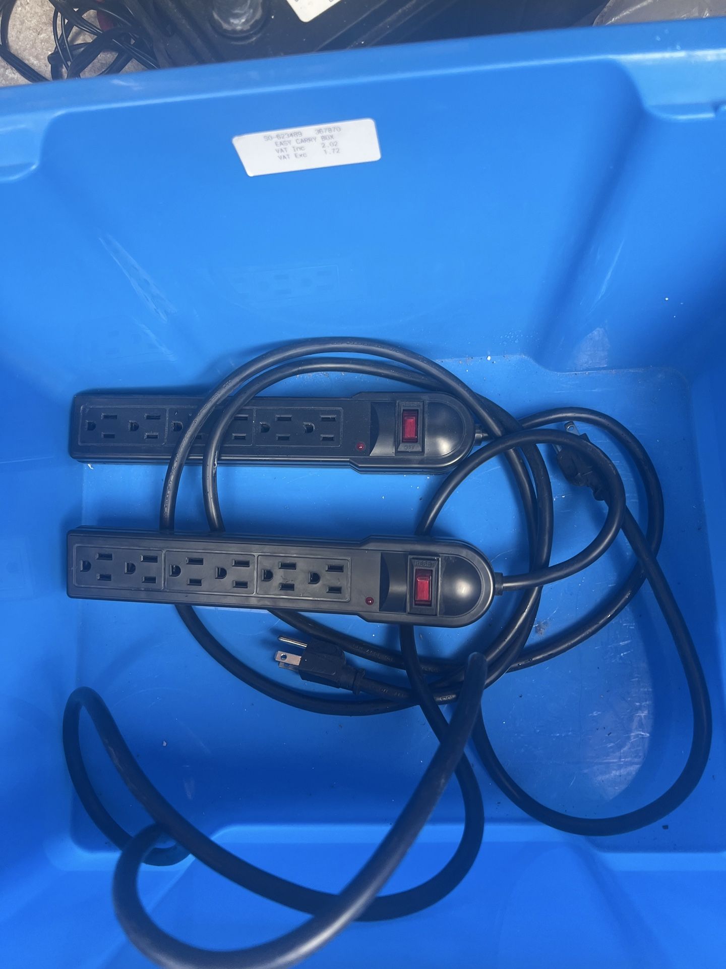 2 white and 2 black 6-outlet power strip