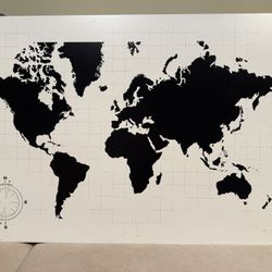 World Map Wall Art On Wooden Board