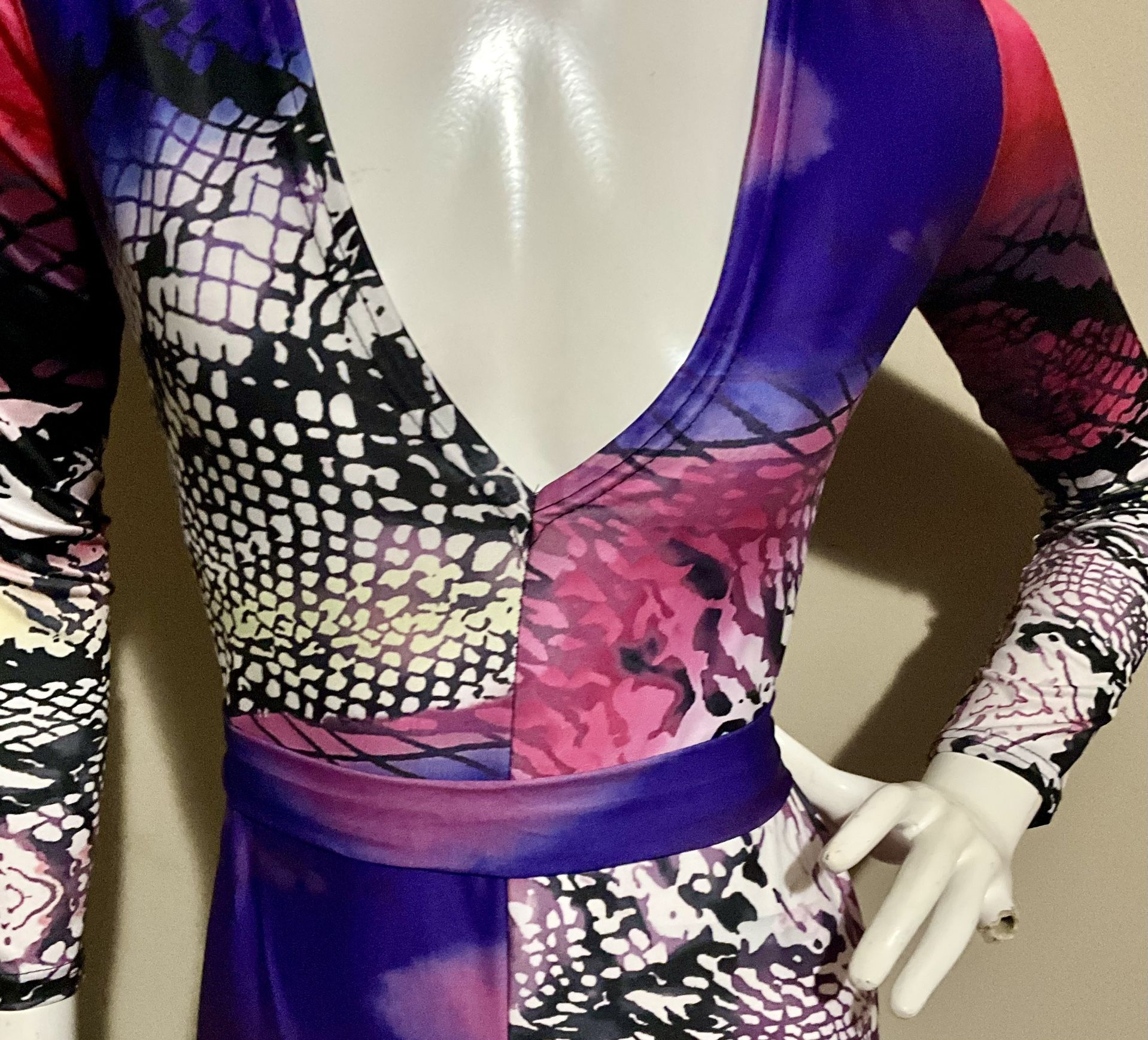 Purple And Pink Snake Skin Printed Maxi Dress