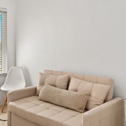 52" Beige Sleeper Sofa Pull-Out Bed