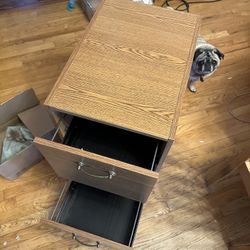 Wood Two Drawer Filing Cabinet
