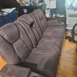 Brown Faux Leather Recliner Sofa