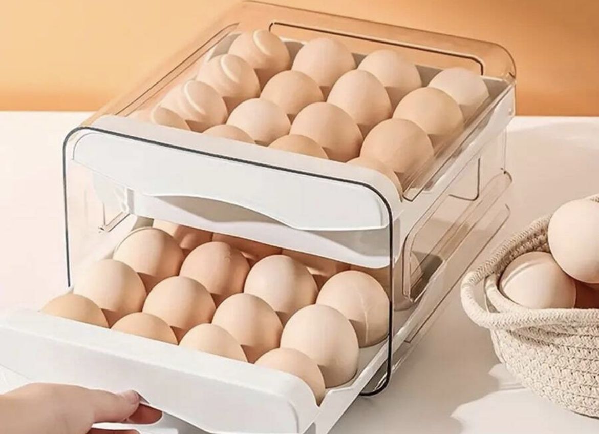 1pc Double Layer Refrigerator Egg Storage Box - Leakproof, Multifunctional, Shockproof, Anti-breakage - Great For Egg Storage And Organization - Washa