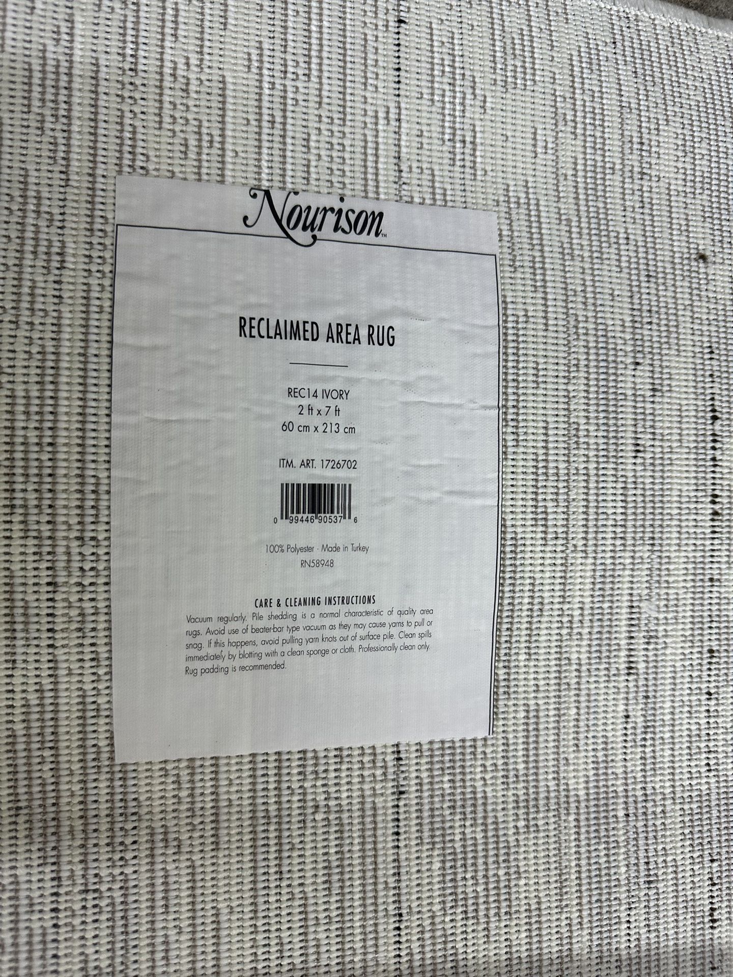 Reclaimed Rug Collection, Crescent, Ivory Beige 2ft x 7 ft
