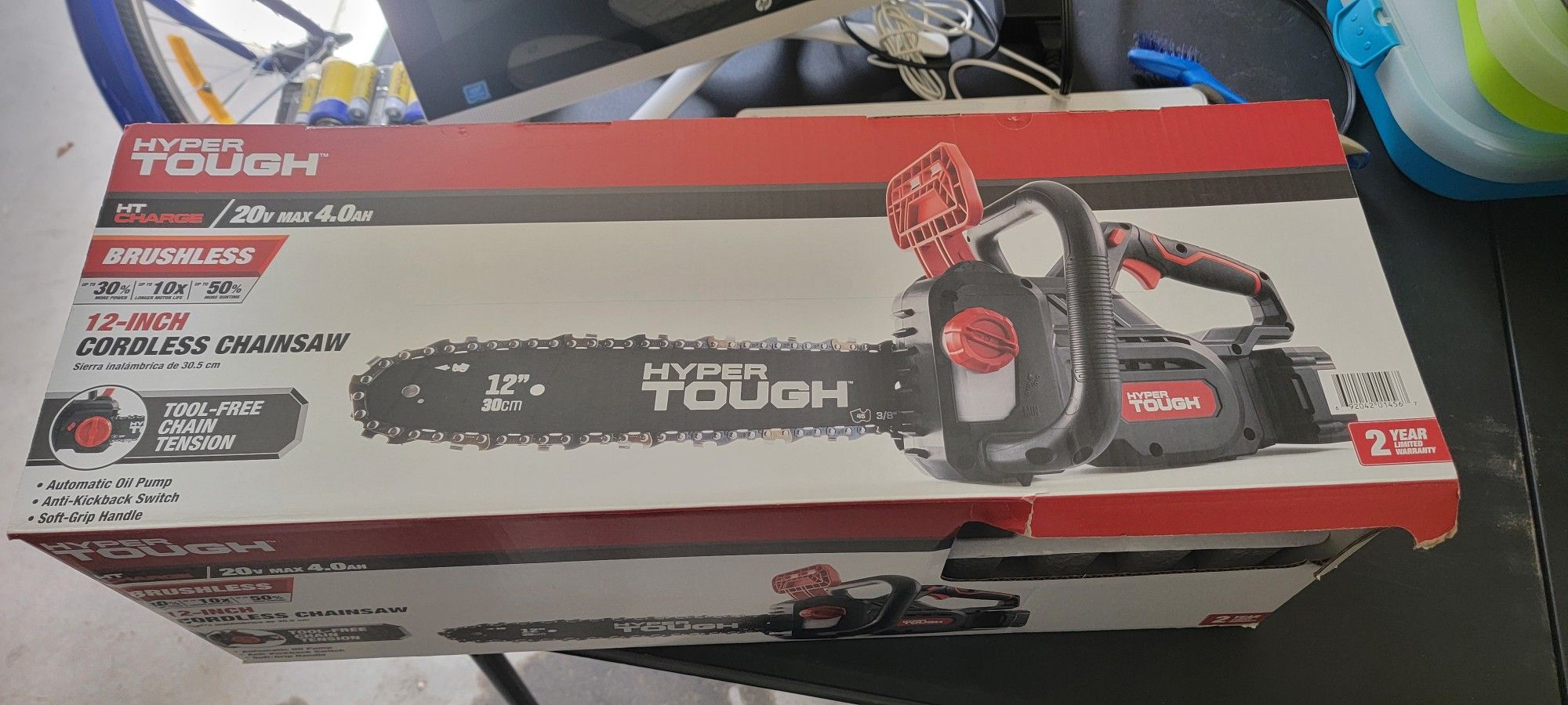Hyper Tough 20V 4.0Ah Brushless Chainsaw,